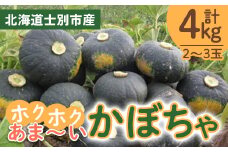 【A7084】北海道士別産 かぼちゃ（計4㎏・2～3玉）【先行予約受付中！9月下旬以降、準備ができ次第順次発送】北海道産 国産 カボチャ 南瓜  野菜 煮物 サラダ 天ぷら 甘い 味覚の秋 【吉方農園】