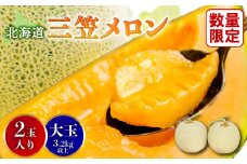 【SDGs】《2025年分受付中》大玉！とろける食感の北海道三笠メロン2玉入(3.2kg以上)【0106202】