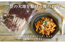 三笠産鹿肉スライス・ミンチセット(調理レシピ付き)【34001】