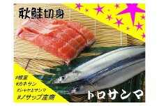 A-59002 【北海道根室産】生冷凍サンマ5本入×2P・秋鮭切身3切れ×1P