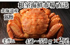 F-28017  根室海鮮市場<直送>ボイル毛がに450～550g×2尾