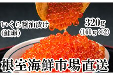 A-28101  根室海鮮市場＜直送＞いくら醤油漬け(鮭卵)160g×2P(計320g)