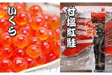 A-36028 いくら醤油漬け100g×1P、紅鮭切身5切×2P