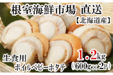 A-11115  ＼漁業者応援品／ボイルベビーほたて(生食用)600g×2P(60～120玉)