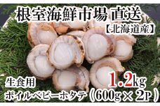A-14127  ＼漁業者応援品／ボイルベビーほたて(生食用)600g×2P(60～120玉)