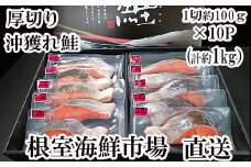 B-28060  根室海鮮市場＜直送＞天然沖獲れ鮭1切×10P(約1kg)