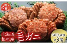 B-21005 【北海道根室産】毛がに300g前後×3尾