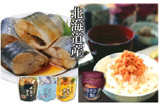 A-09074 さばの煮付け3種と焼きほぐし鮭セット
