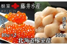 B-42087 【北海道根室産】いくら醤油漬80g×2P、お刺身帆立貝柱500g