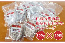 A-13024 【北海道根室産】短角和牛のハンバーグ100g×10P