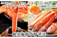 C-11045  お刺身OK！生ずわいがに棒肉ポーション12～20本(計500g)、生ずわいがに(カット済み)700～800g×1P