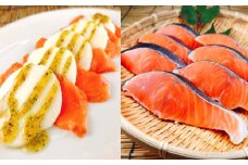 E-09010 スモークサーモンカプレーゼ20～30P(計3kg)＆塩キングサーモン切り身1切(約100g)×20P