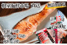 G-14039  無添加甘塩天然鮭3種セット(計15切、約750g)