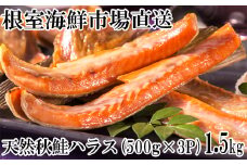 G-28043  根室海鮮市場＜直送＞甘汐天然秋鮭ハラス500g×3P(計1.5kg)