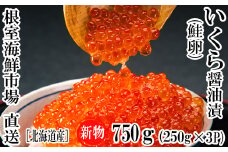 C-28059  根室海鮮市場＜直送＞いくら醤油漬け(秋鮭卵)(新物)250g×3P