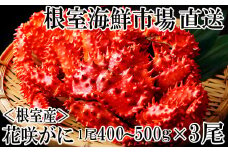 B-28121 【北海道根室産】花咲ガニ400～500g×3尾