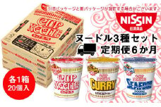 【定期便6か月】日清ヌードル3種セット 各1箱（20食）合計3箱