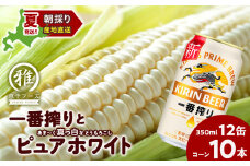 2025年夏発送 キリン一番搾り 350ｍl 12缶＆白いとうもろこしピュアホワイト10本