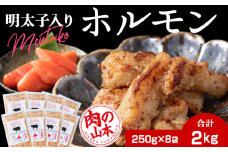 明太子入り 味付けホルモン 250g  8パック ＜肉の山本＞ 北海道 千歳 焼肉 豚肉
