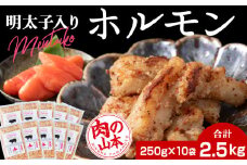 明太子入り 味付けホルモン 250g  10パック ＜肉の山本＞ 北海道 千歳 焼肉 豚肉