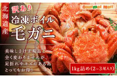 北海道産 冷凍ボイル訳あり毛ガニ 1kg詰め（2～3尾入り）
