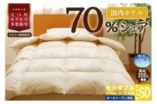 【セミダブル】5つ星高級ホテル多数採用 国内ホテル・旅館70％シェア 国産 羽毛布団 掛け布団 安眠 睡眠改善 日本製 洗える 寝具 ベッド 布団 受注生産 収納袋付き 北海道