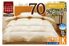 【キング】5つ星高級ホテル多数採用 国内ホテル・旅館70％シェア 国産 羽毛布団 掛け布団 安眠 睡眠改善 日本製 洗える 寝具 ベッド 布団 受注生産 収納袋付き 北海道