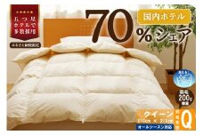 【クイーン】5つ星高級ホテル多数採用 国内ホテル・旅館70％シェア 国産 羽毛布団 掛け布団 安眠 睡眠改善 日本製 洗える 寝具 ベッド 布団 受注生産 収納袋付き 北海道