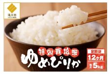 【先行予約】令和7年産米 北海道滝川産 特別栽培ゆめぴりか 5kg 12ヵ月連続 ※10月中旬・新米からお届け｜北海道 滝川市 米 お米 白米 精米 ゆめぴりか ユメピリカ 特別栽培 定期便 連続お届け