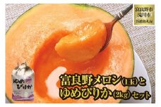 【2026年出荷受付】共通返礼品 富良野メロン 1玉と ゆめぴりか 2kg セット（北海道富良野市×滝川市）北海道 果物 くだもの フルーツ メロン 赤肉メロン 赤肉 米 こめ コメ 精米 特A ブランド米 詰合せ 贈答 ギフト 富良野市 滝川市 コラボ