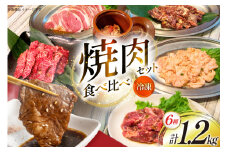 焼肉セット 6種 食べ比べ 200g×6種 計1.2kg [焼肉銀座園 北海道 砂川市 12260736] 焼肉 焼き肉 やきにく 焼肉用 焼肉プレート セット 牛 牛肉 豚 豚肉 カルビ 上カルビ ホルモン 上ホルモン ラム肉 ジンギスカン サガリ
