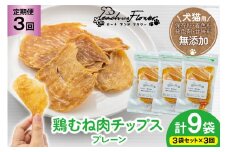 3回 定期便 ペットフード 犬 猫 鶏むね肉 のチップス (プレーンタイプ) 30g 3袋 計90g [ピーチアンドフラワー 北海道 歌志内市 01227ai055] ジャーキー エサ 餌 犬用 ドッグフード いぬ 猫用 キャットフード ねこ ペット おやつ エサ 手作り 国産