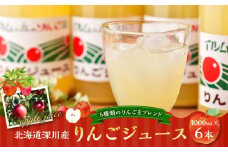 北海道深川産 りんごジュース(1000ml×6本セット)