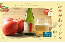 北海道深川市産りんご使用 果実酒 ふかがわシードル 飲みきりサイズ＜中口＞ 200ml×12本セット