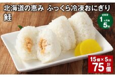 【1ヶ月毎5回定期便】 北海道の恵み ふっくら冷凍おにぎり（鮭） 計75個（15個✕5回） 米 お米 おにぎり