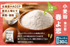 【6ヶ月定期便】北海道産 春よ恋【強力粉】 5kg（1kg×5袋） 計30kg 国産 小麦粉 強力粉 強力小麦粉