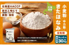 【6ヶ月定期便】北海道産 きたほなみ全粒粉【中力粉】 5kg（1kg×5袋） 計30kg 国産 小麦粉 中力粉