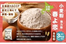 北海道産 春よ恋全粒粉 【強力粉】 3kg （1kg×3袋） 国産 小麦粉 強力小麦粉 