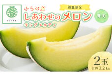 しあわせのメロン キングメルティ(青肉×2玉 計約3.2kg)_ メロン 果物 くだもの フルーツ 北海道 富良野 青肉 大玉 富良野メロン 贈答 ギフト 送料無料 お取り寄せ 人気 おすすめ 【1254166】
