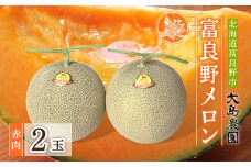 富良野メロン　赤肉2玉　北海道富良野市『大島農園』_ メロン めろん ふらのメロン 赤肉 赤肉メロン 北海道 富良野市 富良野 ギフト お中元 プレゼント ふるさと 【1261685】