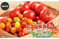 王様トマト麗夏3kg&多品種ミニトマト1kg食べ比べセット【1268499】