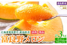 2026年先行予約 糖度15度前後 富良野メロン　2Lサイズ(1.5kg)　赤肉 2玉入り_ メロン ふらのメロン フルーツ 果物 くだもの 北海道 富良野市 富良野 人気 美味しい ギフト プレゼント おすすめ 贈答 送料無料 お取り寄せ 【1257790】