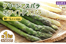 2026年先行予約　北海道富良野産　グリーンアスパラ・ホワイトアスパラセット 計1kg(M～L混合)【1284522】