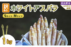 北海道富良野産　訳あり ホワイトアスパラ 1kg SサイズからMサイズ【1380123】