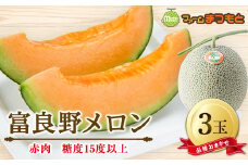 厳選富良野メロン(品種おまかせ)赤肉(2.0~2.5kg)×3玉入　糖度15度以上【1399797】