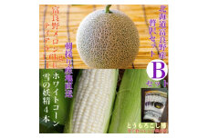 「贅沢セットB」北海道富良野産赤肉メロン 1玉/白いとうもろこし4本 詰め合わせ_ メロン 富良野メロン とうもろこし コーン 赤肉 フルーツ 果物 くだもの ふるーつ 野菜 ギフト 贈答 産直 北海道 【1405474】
