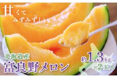 富良野メロン(赤肉)化粧箱と品種お任せ約1.3kg～2玉入_ メロン 富良野メロン 赤肉 フルーツ 果物 くだもの ふるーつ 青果 セット 食べ比べ 詰合せ ギフト 贈答 国産 北海道 富良野 人気 おすすめ 送料無料 化粧箱 甘い 2玉 【1405985】