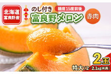 ＜のし付き＞富良野メロン　特大2kg～2.1kg未満　2玉入り【1287249】
