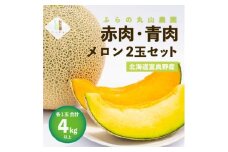 赤肉・青肉メロン 2玉セット(計4kg以上)【1435230】
