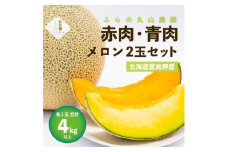 ＜先行受付＞＜2026年発送＞赤肉・青肉メロン 2玉セット(計4kg以上)【1435230】